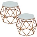 Ver imagem 1 de Kit 2 Puffs Decorativo Aramado Bronze Six Linho Cinza