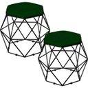 Ver imagem 1 de Kit 2 Puffs Decorativo Aramado Preto Six Suede Verde Musgo