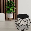 Ver imagem 2 de Kit 2 Puffs Decorativo Aramado Preto Six Suede Preto