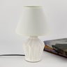 Abajur de Quarto de Cerâmica - Branco Off-White Cúpula Bege - 5