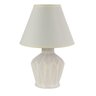 Abajur de Quarto de Cerâmica - Branco Off-White Cúpula Bege - 1