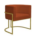 Ver imagem 4 de Poltrona Reforçada Decorativa Sala Nayara Base Ferro Dourado Suede Terracota