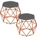 Ver imagem 1 de Kit 2 Puffs Decorativo Aramado Bronze Six Suede Cinza