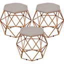 Ver imagem 1 de Kit 3 Puffs Decorativo Aramado Bronze Six Linho Bege