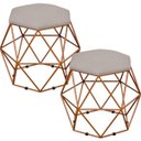 Ver imagem 1 de Kit 2 Puffs Decorativo Aramado Bronze Six Linho Bege