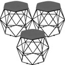 Ver imagem 1 de Kit 3 Puffs Decorativo Aramado Preto Six Suede Cinza