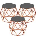 Ver imagem 1 de Kit 3 Puffs Decorativo Aramado Bronze Six Suede Cinza
