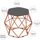 Ver imagem 3 de Kit 3 Puffs Decorativo Aramado Bronze Six Suede Cinza