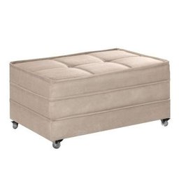 Puff Cama Solteiro Dobravel com Rodízios Lindecor Cor Marfim - 2