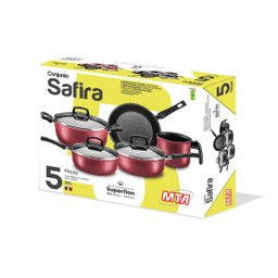 Conjunto de Panelas Antiaderente 5 Pçs Cereja Safira Mta - 3