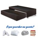 Ver mais imagens de Base Box Cama Solteirão com Gaveta Sapateira para Colchão 96x203cm Courino Linho