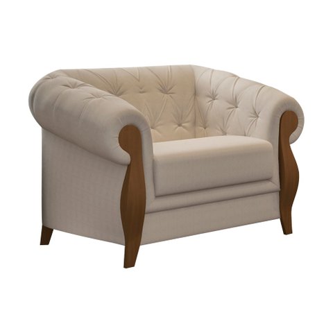 Poltrona Decorativa 121cm Pugle Linho Camurça Bege - Sallar Home
