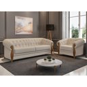 Ver imagem 2 de Poltrona Decorativa 121cm Pugle Linho Camurça Bege - Sallar Home