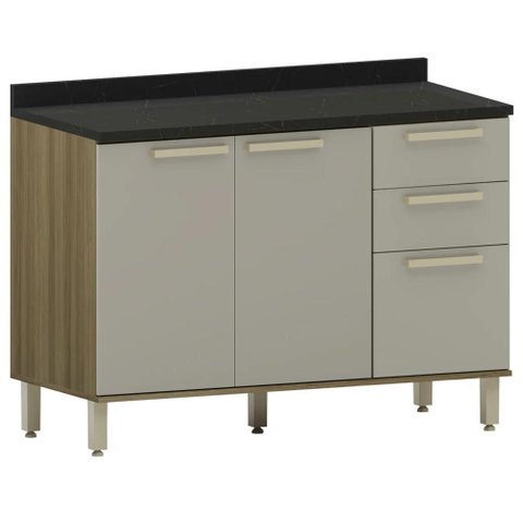Balcão de Cozinha com Tampo 120cm Nádia Mocca/avelã L01 - Mpozenato
