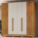 Ver imagem 2 de Guarda Roupa Casal 6 Portas 6 Gavetas 224 cm Navegantes Cedro Areia Rudk