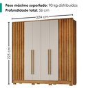 Ver imagem 3 de Guarda Roupa Casal 6 Portas 6 Gavetas 224 cm Navegantes Cedro Areia Rudk