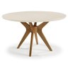 Mesa de Jantar Redonda Madeira com vidro Orion - Off White/Imbuia:120cm - 1