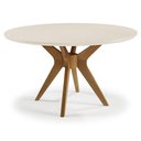 Ver imagem 1 de Mesa de Jantar Redonda Madeira com vidro Orion - Off White/Imbuia:120cm