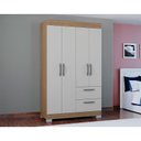 Ver imagem 3 de Guarda Roupa Solteiro Tóquio 4 Portas Castanho Off White - Poquema