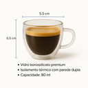 Ver imagem 5 de Xícara de Café Dupla Camada de Vidro Borossilicato 80ml Resistente Ao Calor Qualidade Premium