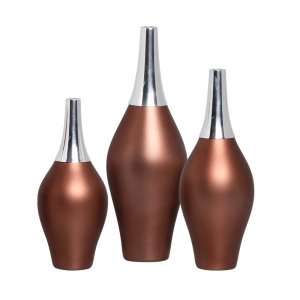 Vaso Decorativo De Cerâmica Marrom Para Sala Trio Styllo Café