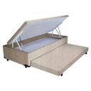 Ver imagem 1 de Cama Box Baú Auxiliar Solteiro Suede Espuma 8cm 45x78x188 Bege