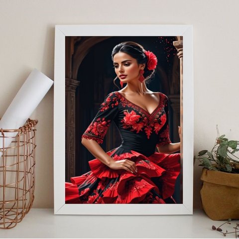 Quadro Umbanda Cigana Pombagira 45x34cm:madeira Preta