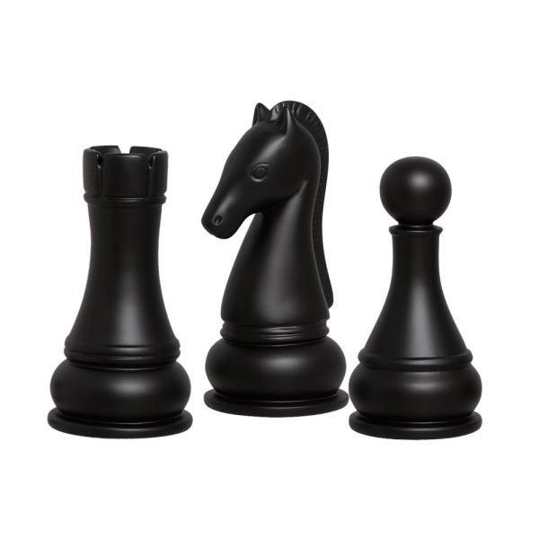 Kit Decoração Xadrez Chess Gold Cavalo Rainha e Rei em Alumínio