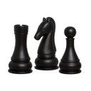 Ver imagem 1 de Trio Peças Xadrez Cavalo Torre Peão Cerâmica Preto Fosco