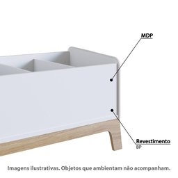 Caixa Organizadora de Brinquedos 74,5cm com Nichos Infantil Cor:branco - 3