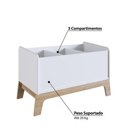 Caixa Organizadora de Brinquedos 74,5cm com Nichos Infantil Cor:branco - 2