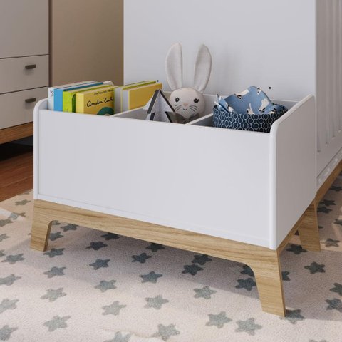 Caixa Organizadora de Brinquedos 74,5cm com Nichos Infantil Cor:branco
