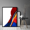 Ver imagem 1 de Quadro Decorativo Abstrato Branco Vermelho Azul - 70x50cm:moldura Branca