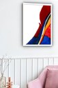 Ver imagem 2 de Quadro Decorativo Abstrato Branco Vermelho Azul - 70x50cm:moldura Branca