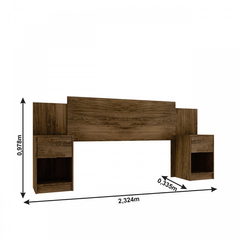 Cabeceira de Casal Sublime 2 Gavetas 2 Nichos Cacau - 3