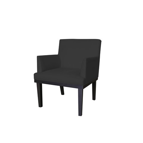 Poltrona Decorativa Vitória Suede Preto Pés Madeira Ms Decor