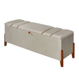 Recamier Baú Roma 1,50m Premium Sofá para Cama Casal Estilo Decorativo Estofado Cor Bege - 1