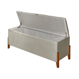 Recamier Baú Roma 1,50m Premium Sofá para Cama Casal Estilo Decorativo Estofado Cor Bege - 4
