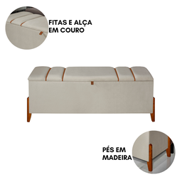 Recamier Baú Roma 1,50m Premium Sofá para Cama Casal Estilo Decorativo Estofado Cor Bege - 6