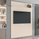 Ver imagem 3 de Painel para Tv até 55 Polegadas Ripado com Prateleira Arbo 1,39x2,40m Off White Edn