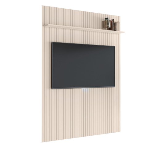 Painel para Tv até 55 Polegadas Ripado com Prateleira Arbo 1,39x2,40m Off White Edn