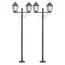 Ver imagem 1 de Kit 2 Postes Duplos Iluminação de Jardim 2,1m Preto Clássico Lente Transparente Soberana Dital