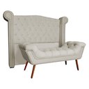 Ver imagem 1 de Conjunto Sienna Cabeceira e Recamier King 195 Cm Suede Bege - LM DECOR