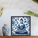 Ver imagem 1 de Quadro Buda Estilo Azulejo Português - 33x33cm:moldura Preta