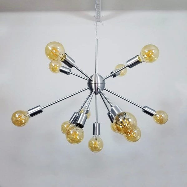 Lustre Moderno Sputnik Alumínio Escovado 13 Lâmpadas - Não Inclusas - 4