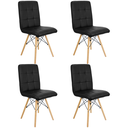Ver imagem 1 de Kit 4 Cadeiras para Sala de Jantar Gomos com Base de Madeira Preta Preto Preto
