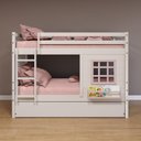 Ver imagem 1 de Treliche Infantil com Janela e Cortina Madeira Maciça Branco/ Rosa Housin