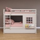 Ver imagem 1 de Treliche Infantil com Janela e Cortina Madeira Maciça Branco/ Rosa Housin