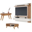 Ver imagem 1 de Painel para Tv Home Suspenso Juriti 1.8 Off White Matte Freijó com Mesa de Centro Jeri Freijó Off