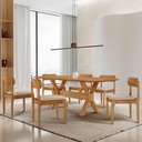 Ver imagem 1 de Sala de Jantar Mesa Star, 180cm Tampo Laminado Barril e 6 Cadeiras Moderna Mobilia